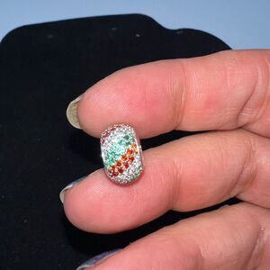 Kay's Charmed Moments Christmas Green, White, and Red Swarovski Bead